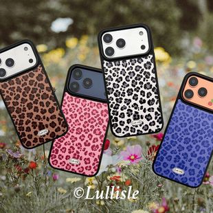 放空岛正版原创丨<原野豹豹>粉色蓝色黑白色棕色黑边荔枝皮豹纹磨砂磁吸手机壳包相机键苹果iPhone17promax
