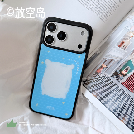 放空岛正版原创丨＜好眠梦＞蓝色黑边磨砂磁吸手机壳轻薄不沾指纹小众设计高级感iPhone17promax