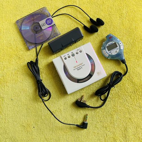全品全套夏普白色经典MD随身听 MD-ST501白色变色龙款蓝色经典款