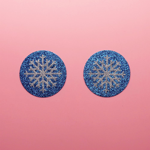 一次性蓝色雪花球闪粉乳贴
