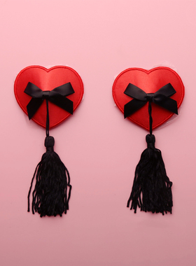 红色血滴子性感胸贴  情趣爱心形黑色蝴蝶结黑流苏乳贴