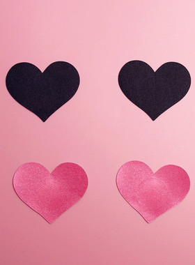 GEMU 一次性乳贴 性感透气 可爱黑粉色小心形布丁料 乳头贴咪咪贴