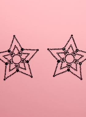 黑色五角星亚力克钻石胸贴 小颗粒乳房钻贴 乳晕贴 性感镂空乳贴