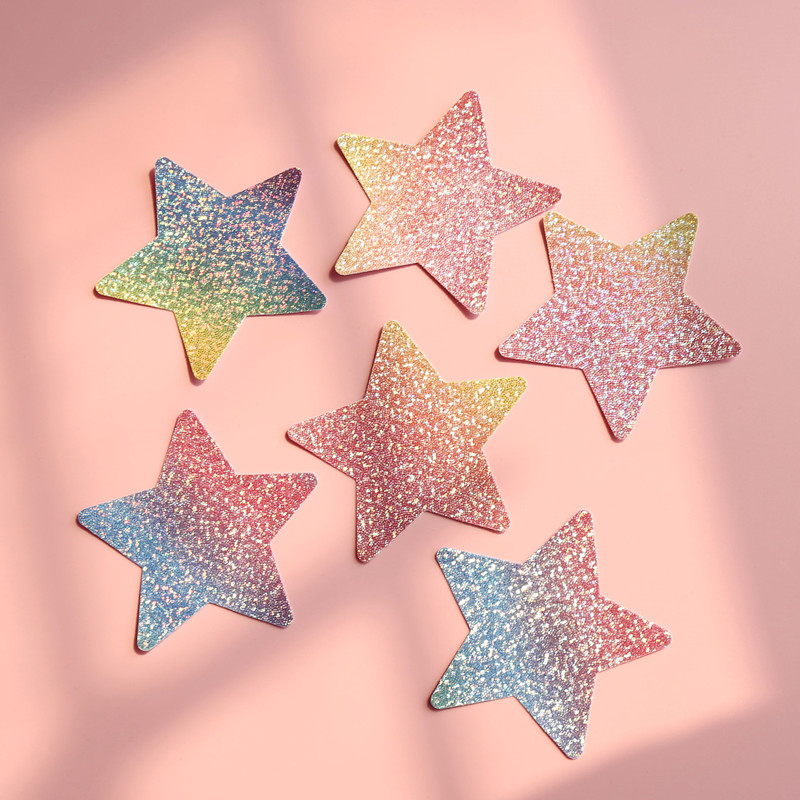 渐变色 幻彩一次性五角星乳贴  透气隐形防凸点乳头贴 个性咪咪贴