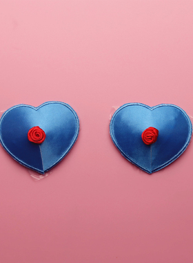 蓝色带小玫瑰花心形胸贴 可爱性感女士乳贴 可反复使用