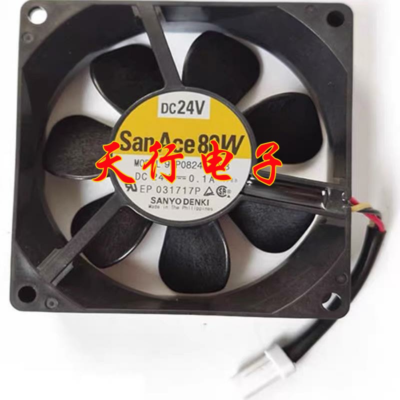 全新原装三洋 9WP0824S4D03 24V 0.1A 8CM 变频器防水风扇 8025
