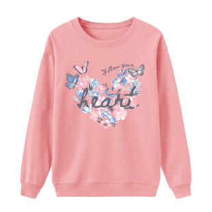 加绒米色无帽上衣女装 慵懒风薄款 加大 2025新款 圆领卫衣女士春秋季