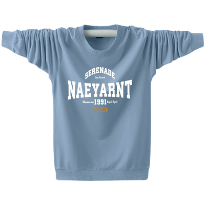 重磅春秋款圆领卫衣男无帽冬季加绒加厚美式休闲宽松初中学生上衣