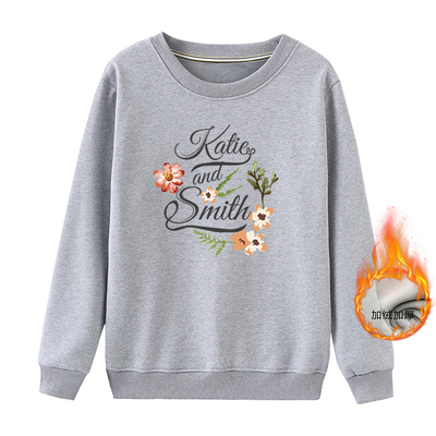 女装纯色加绒加厚卫衣女秋冬季