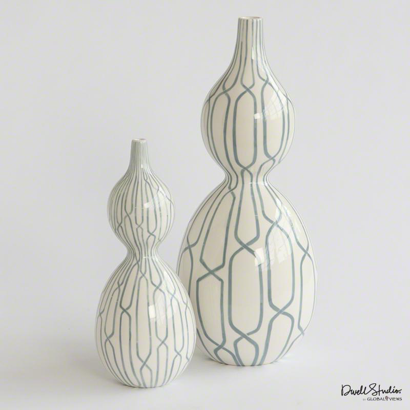 样板房展厅蓝色线条陶瓷花瓶家居装饰品玄关客厅简约餐桌台面花器