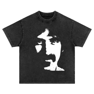 frank zappa 重磅直喷印花美式复古水洗做旧纯棉短袖t恤男女卫衣