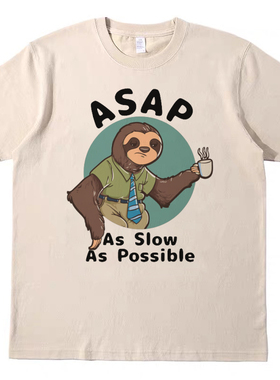 as slow as possible趣味美式复古vintage短袖男女款情侣T恤纯棉t