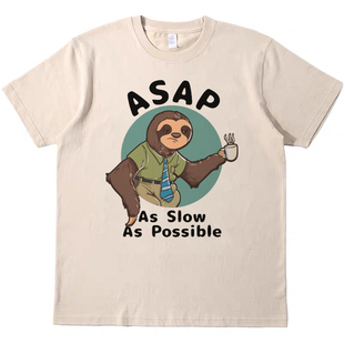 as slow as possible趣味美式复古vintage短袖男女款情侣T恤纯棉t