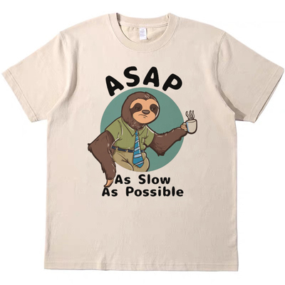 as slow as possible趣味美式复古vintage短袖男女款情侣T恤纯棉t