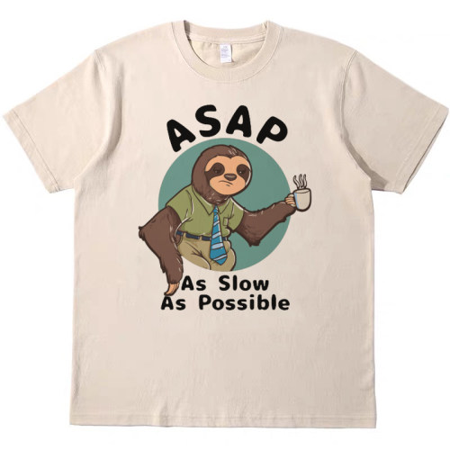 as slow as possible趣味美式复古vintage短袖男女款情侣T恤纯棉t