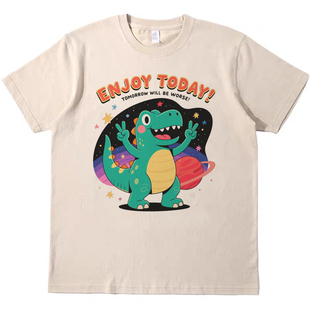 享受今天 直喷印花T恤复古vintagetee男女宽松休闲短袖tshirt