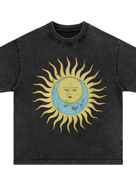 king crimson艺术摇滚 水洗做旧纯棉宽松圆领长袖短袖t恤男女卫衣