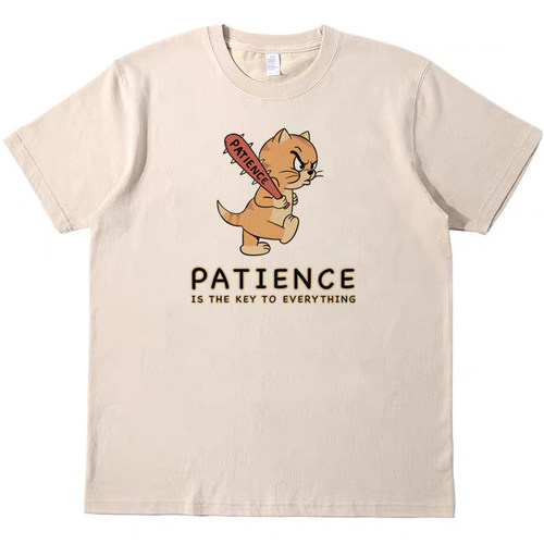 耐心是一切的关键美式T恤复古vintage男女宽松休闲纯棉短袖tshirt