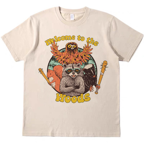 欢迎来到树林 趣味复古T恤美式男女款情侣纯棉宽松bf短袖t shirt
