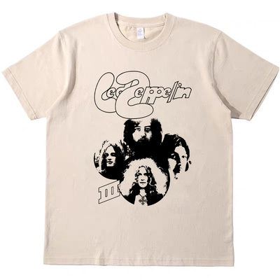 led zeppelin乐队音乐节 复古vintage男女情侣短袖tee宽松纯棉T恤