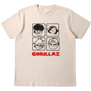 Gorillaz摇滚乐队blur美式复古短袖bf男女情侣T恤纯棉t原创tshirt