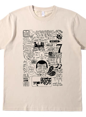 北极猴子arctic monkeys 美式复古短袖bf男女情侣宽松T恤纯棉tee