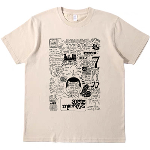 北极猴子arctic monkeys 美式复古短袖bf男女情侣宽松T恤纯棉tee