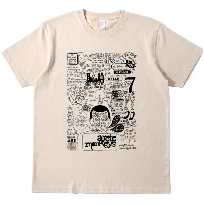 北极猴子arctic monkeys 美式复古短袖bf男女情侣宽松T恤纯棉tee