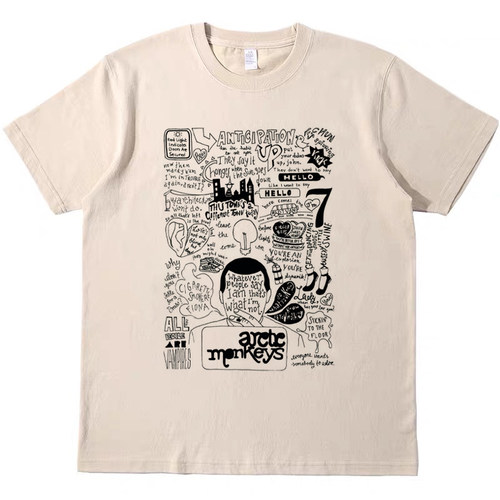 北极猴子arctic monkeys 美式复古短袖bf男女情侣宽松T恤纯棉tee