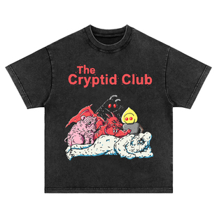 休闲街头水洗做旧长短袖 美式 T恤男女卫衣 club 神秘俱乐部cryptid