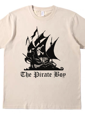 海贼小子 直喷印花纯棉T恤复古vintagetee男女宽松休闲短袖tshirt