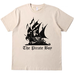 海贼小子 直喷印花纯棉T恤复古vintagetee男女宽松休闲短袖tshirt