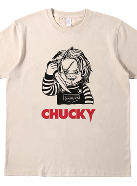 鬼娃恰吉Chucky美剧电影复古vintage短袖男女情侣T恤纯棉teeshirt