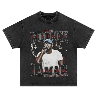 kendrick lamar说唱rapper 水洗做旧纯棉宽松长袖短袖t恤男女卫衣