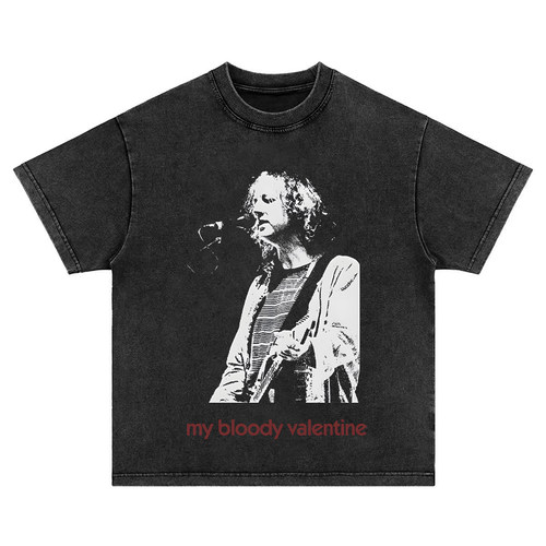 My Bloody Valentine自赏Shoegaze 水洗做旧宽松长袖短袖t恤男女