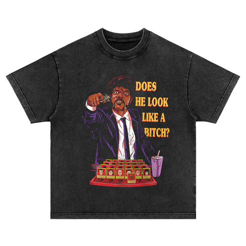 低俗小说pulpfiction美式复古水洗做旧纯棉宽松长短袖t恤男女卫衣