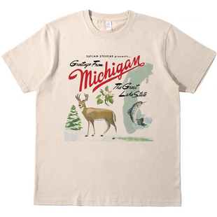 Sufjan Stevens美式复古休闲tee短袖bf男女情侣T恤纯棉原创tshirt