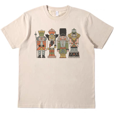 胡桃夹子伙伴 趣味美式复古vintage短袖男女情侣T恤纯棉teeshirt