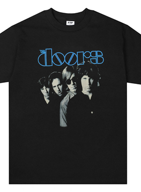 大门乐队doors迷幻摇滚 黑色T恤美式复古vintage男女情侣宽松tee