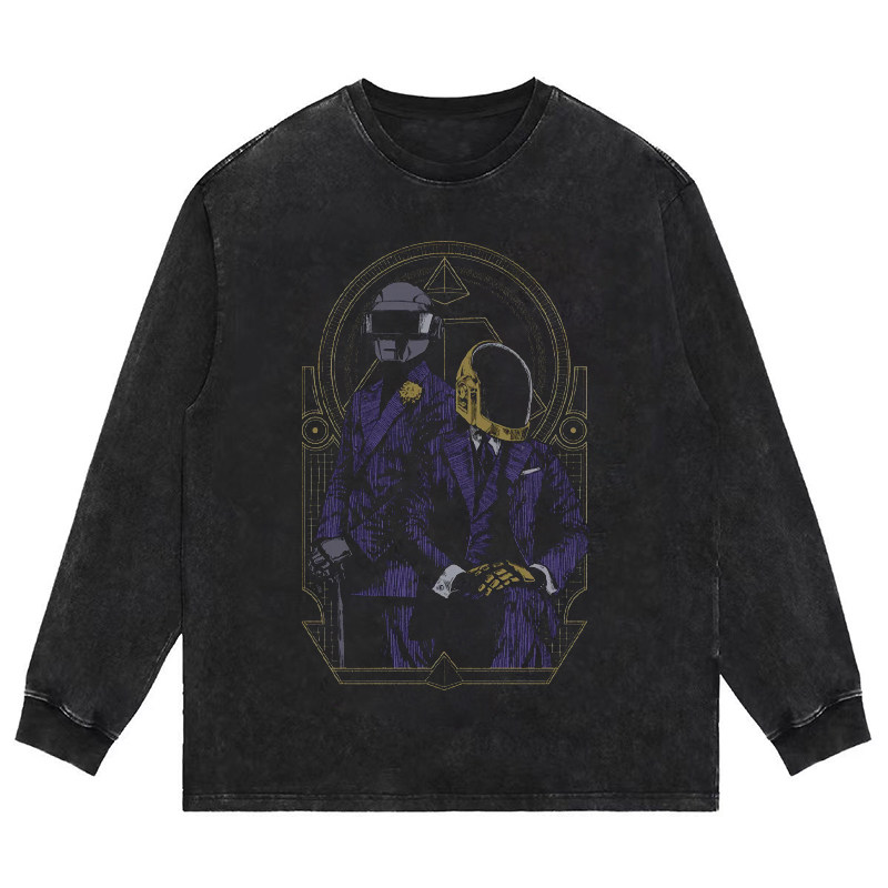 daftpunk蠢朋克 重磅美式T恤复古vintage男女宽松短袖tee长袖卫衣