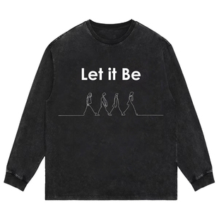 摇滚披头士beatles音乐节周边重磅水洗做旧纯棉长短袖t恤男女卫衣