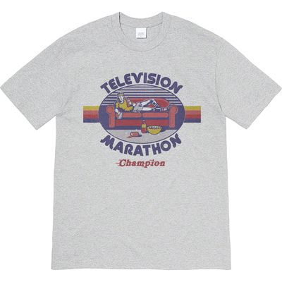 电视马拉松趣味搞怪美式休闲T恤复古vintage男女宽松纯棉短袖tee