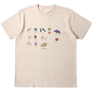 SZA saturn音乐节周边美式T恤古着复古vintage男女宽松短袖tshirt