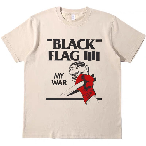 Black Flag朋克乐队 美式纯棉T恤复古vintage男女宽松情侣短袖tee