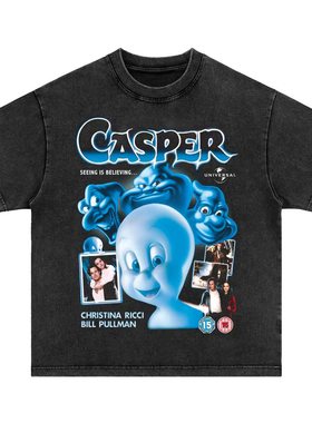 Casper鬼马小精灵短长袖T恤小众ins纯棉宽松美式宽松圆领卫衣上衣