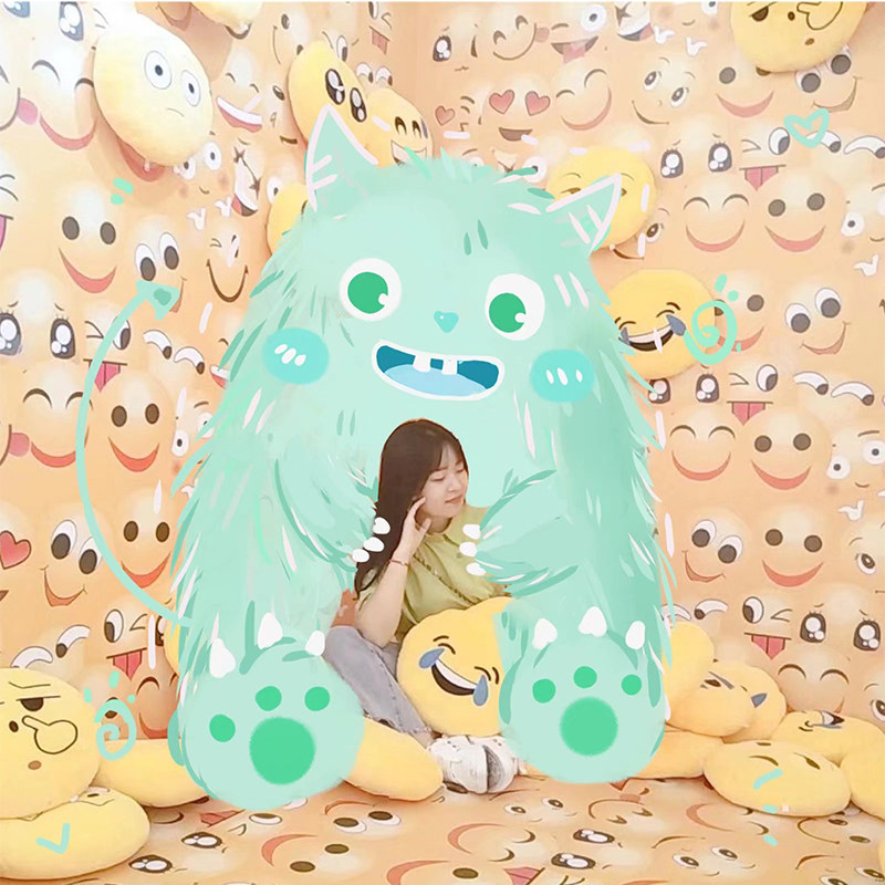 小怪兽涂鸦手绘照片 网红同款 画画头像定制 手绘涂鸦小怪物自拍