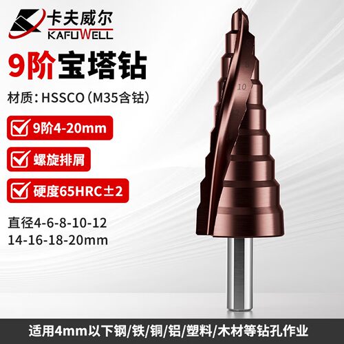 卡夫威尔宝塔钻阶梯钻含钴4-20mm