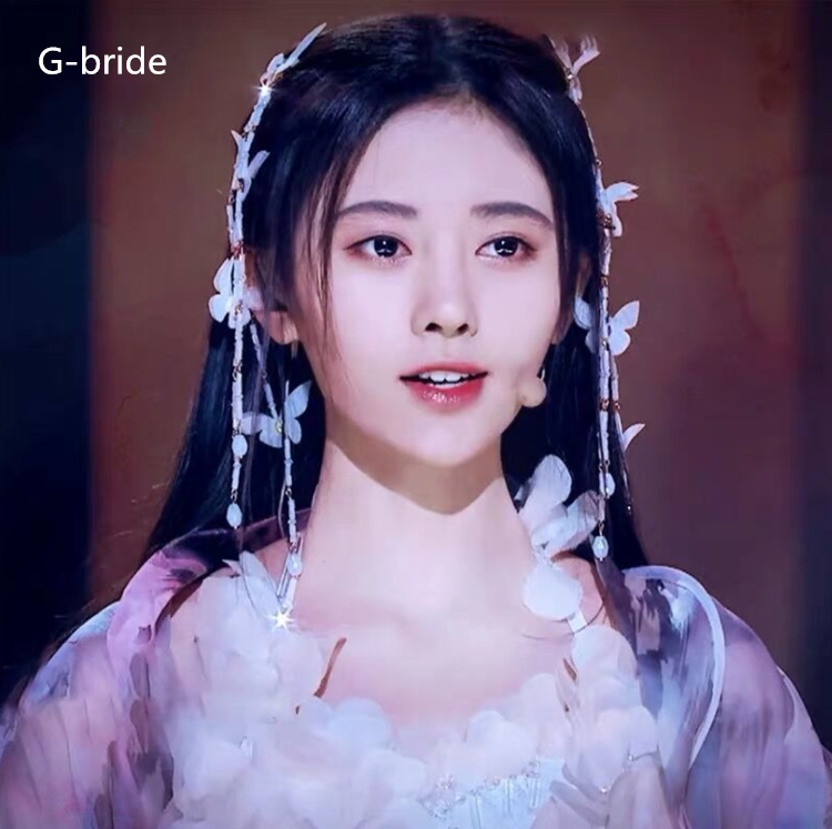 韩式新娘超仙气蝴蝶流苏头饰鞠婧祎同款发夹古风汉服写真表演配饰