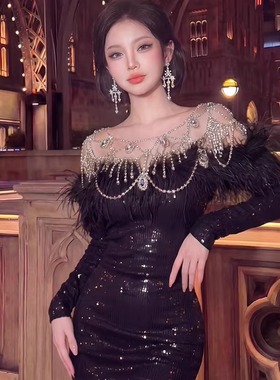 欧美满钻多层水钻肩链礼服巡演