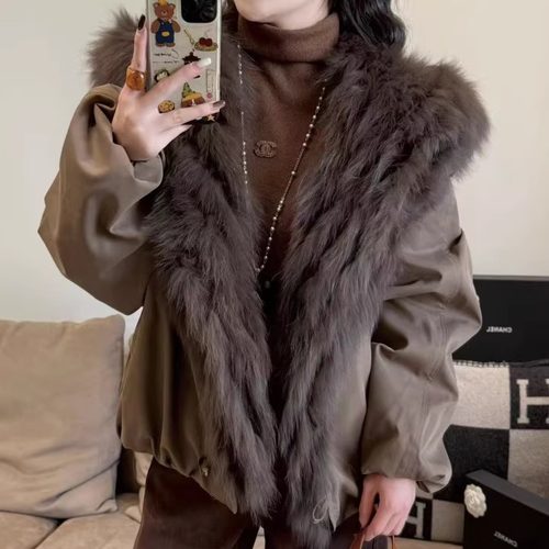 2025冬季新款狐狸毛领鹅绒派克服